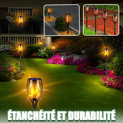 pack torche à flamme solaire lumière scintillante : Illuminez votre extérieur avec élégance - Maisonplanet